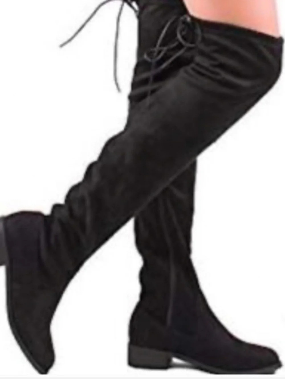 Black Over-the-Knee Lace-Up Women's Boots